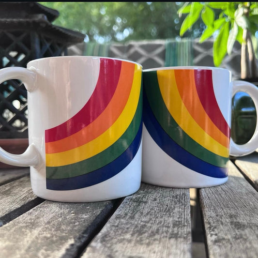 1980's Vintage FTD Rainbow Mugs- Set of 2- Made in Korea