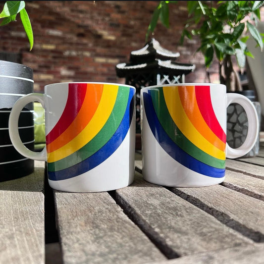 1980's Vintage FTD Rainbow Mugs- Set of 2- Made in Korea