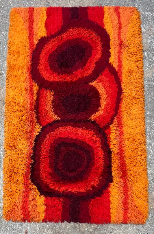 Rare Vintage 70s Danish Modern RYA Wool Rug